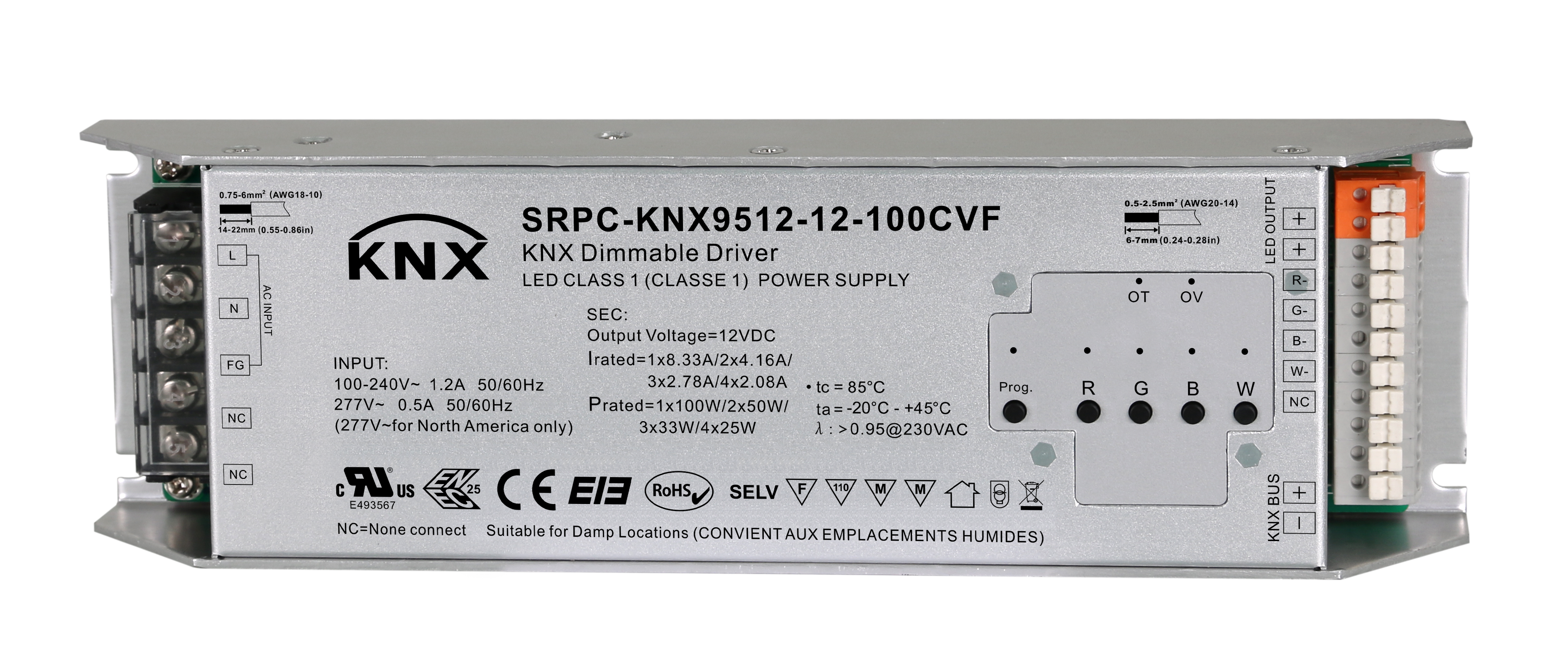 SRPC-KNX9512-12-100CVF 12v knx rgbw led dimmer mit integriertem 100w netzteil