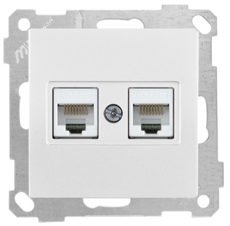 LAN Netzwerkdose 2-fach CAT5e Weiß – CANDELA Serie