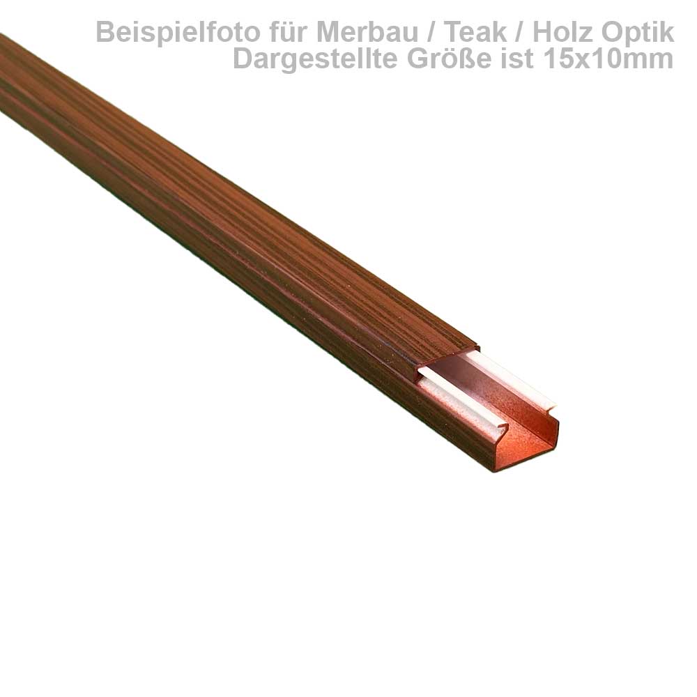 Kabelkanal 15x15 mm Merbau/Teak Holzoptik - Selbstklebend (1m Stück)