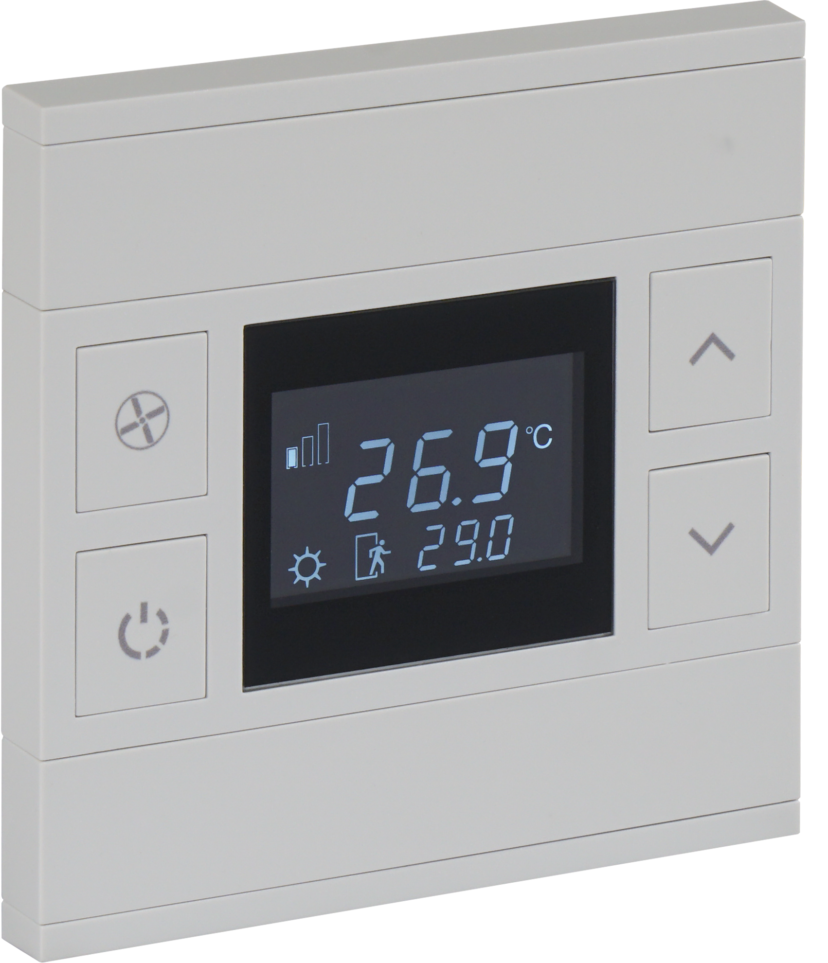 2-Fold-Thermostat-NS ORIA KNX Temperatursensor Taster hellgrau · 4 Zusatztasten