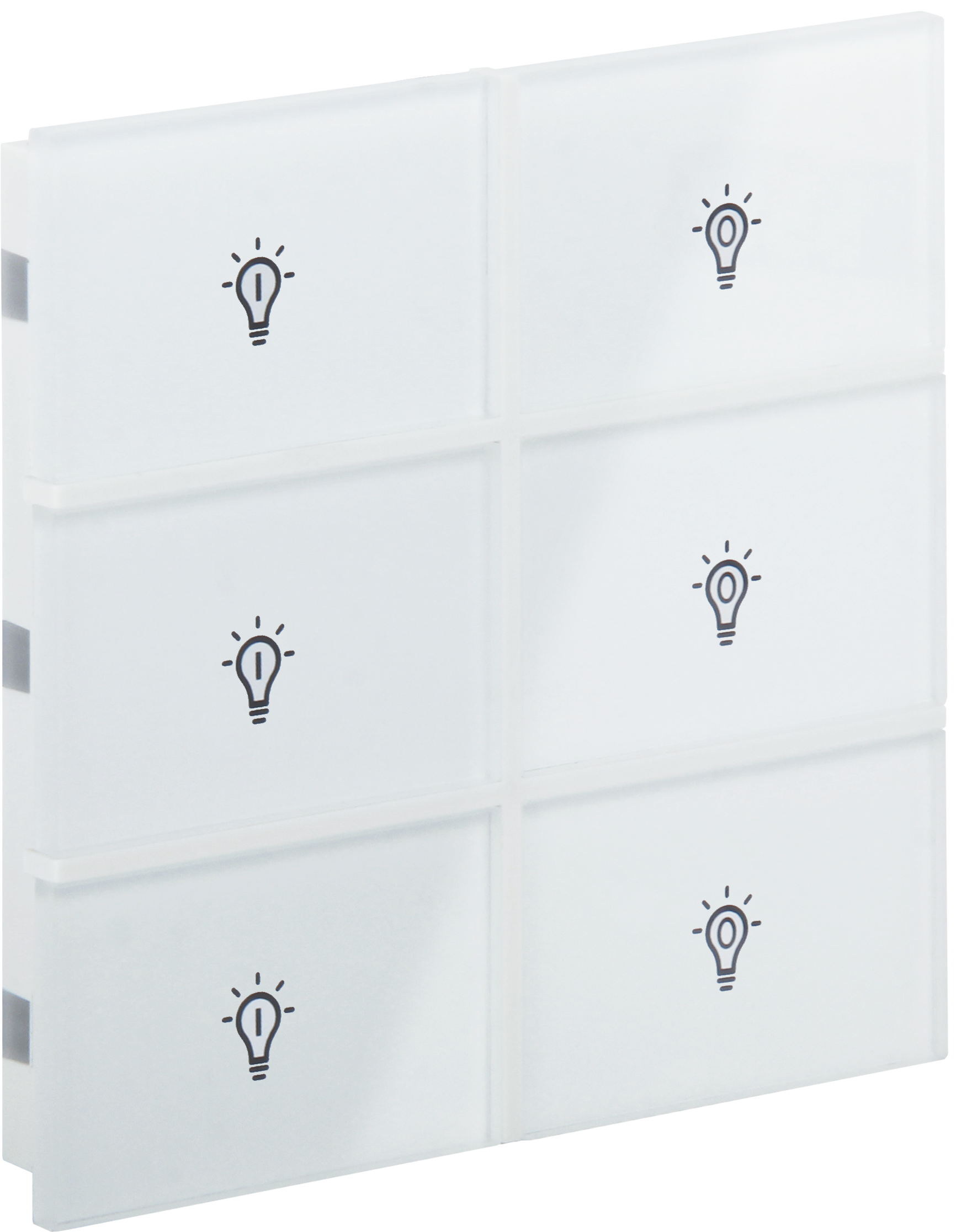 ROSA KNX Glastaster in weiß mit 6 Tasten und Gravur