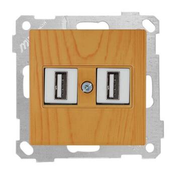 USB-Anschluss 2-fach ohne Ladefunktion in edler Eiche Holzoptik – Candela Serie
