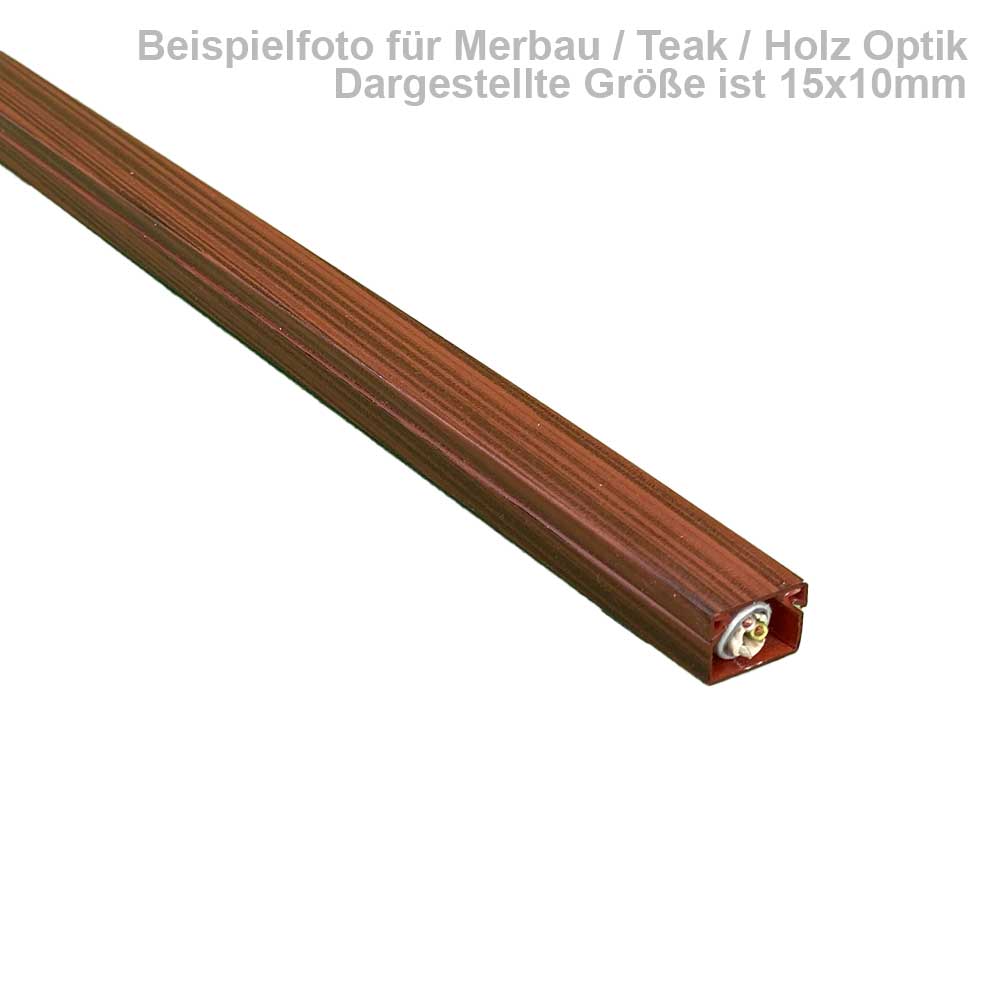 Kabelkanal 15x15 mm Merbau/Teak Holzoptik - Selbstklebend (1m Stück)