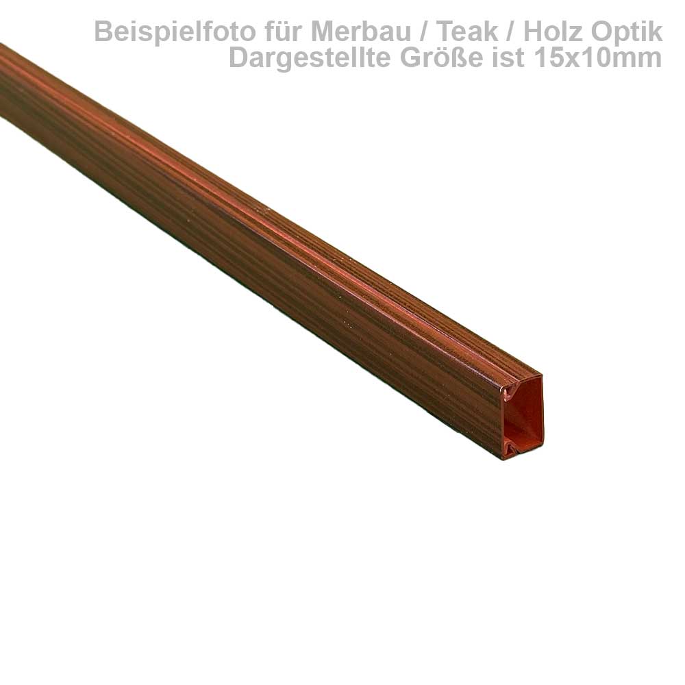 Kabelkanal 15x15 mm Merbau/Teak Holzoptik - Selbstklebend (1m Stück)