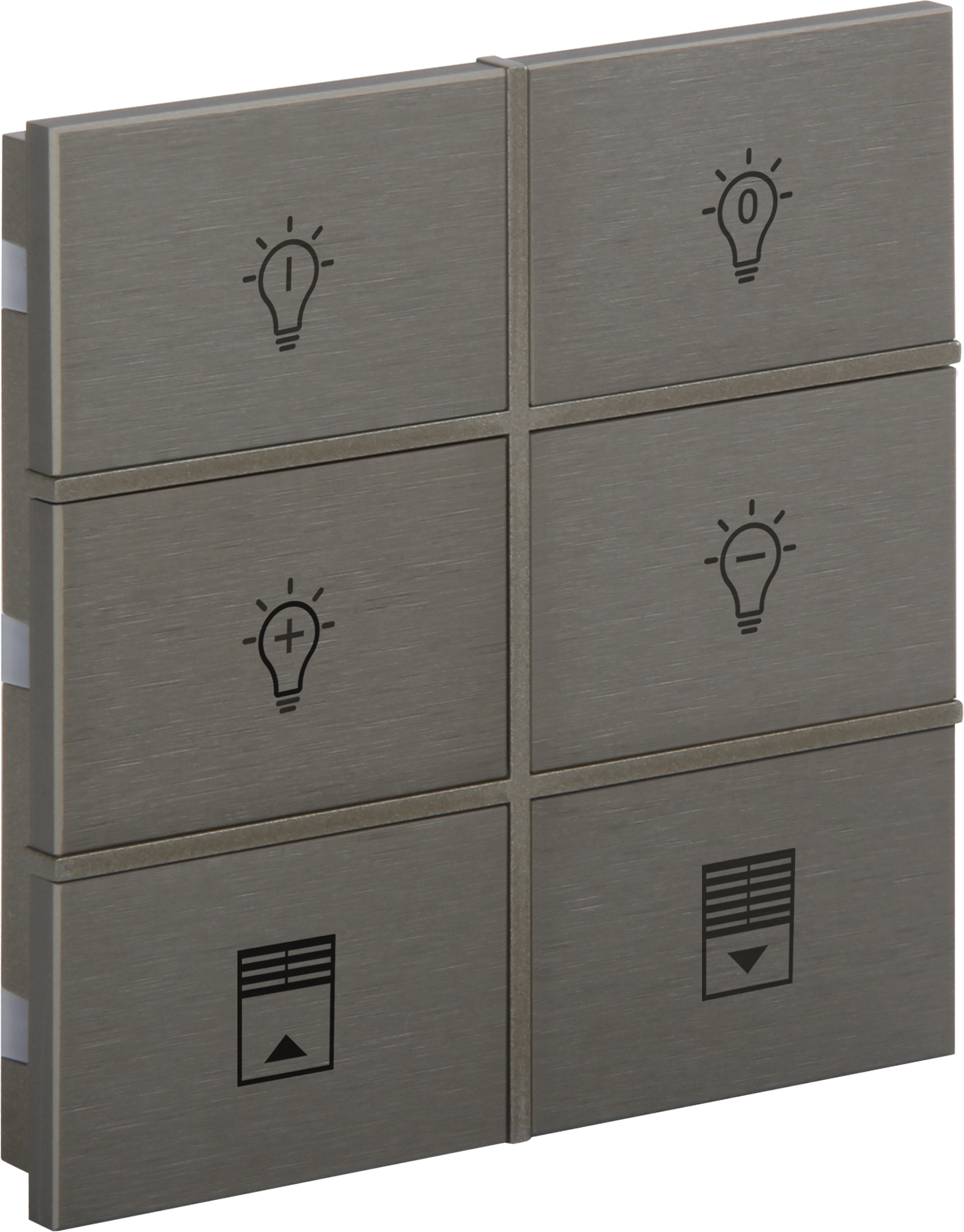 Rosa-Switch-Bronze_MG_0878-ikonlu ROSA KNX Metalltaster Bronze mit 6 Tasten und Gravur