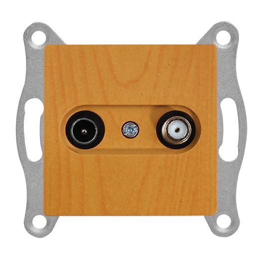 SAT Durchgangsdose 4 dB Unterputz – Eiche Holzoptik - CANDELA Serie
