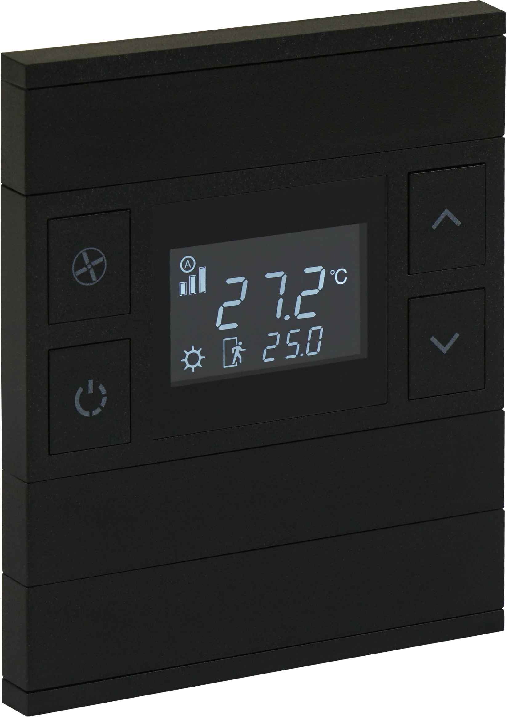 3-fold-Termostat-antrasit-perspektif-BRK04457-ns ORIA KNX Temperatursensor Taster Anthrazit · 6 Zusatztasten