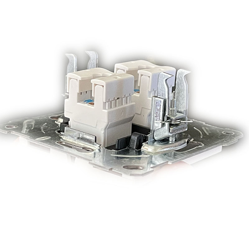 2-fach Netzwerkdose CAT5e – Eiche Holz Optik - CANDELA Serie - RJ45