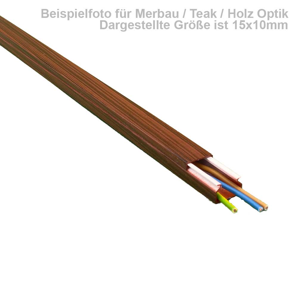 Kabelkanal 15x15 mm Merbau/Teak Holzoptik - Selbstklebend (1m Stück)