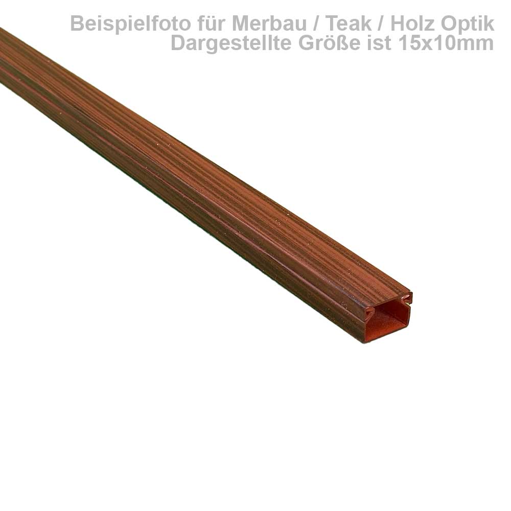 Kabelkanal 60x15 mm Merbau/Teak Holzoptik - Selbstklebend (2x 1m Stück)