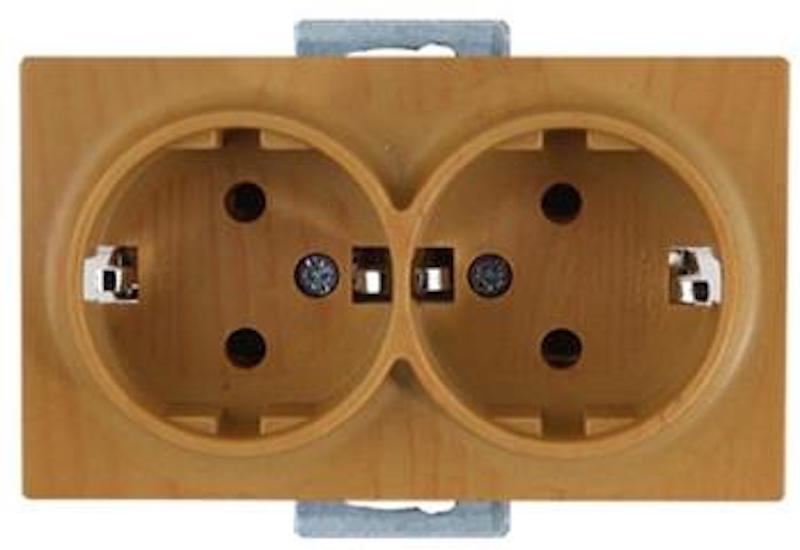 Doppel/-2fach Steckdose Unterputz Eiche Holz Optik -  CANDELA Serie