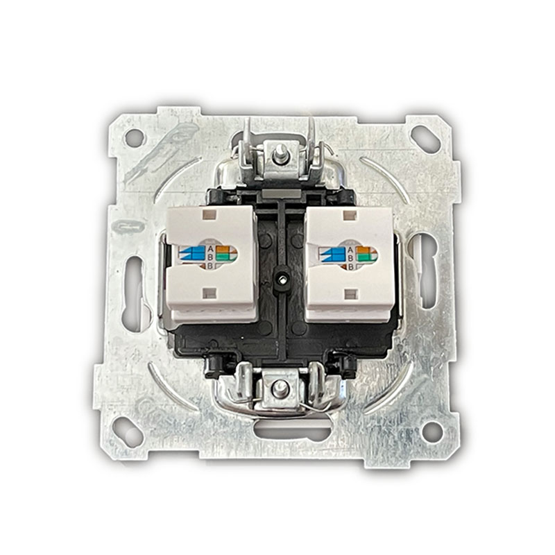 2-fach Netzwerkdose CAT5e – Eiche Holz Optik - CANDELA Serie - RJ45