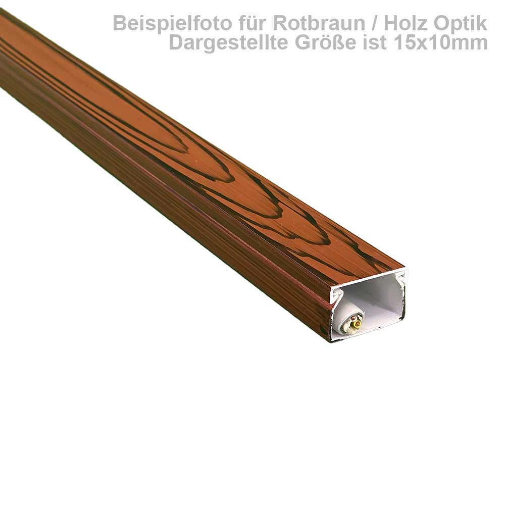 Kabelkanal 100x60 mm Rotbraun Holzoptik - Schrauben/Bohren (1m Stück)
