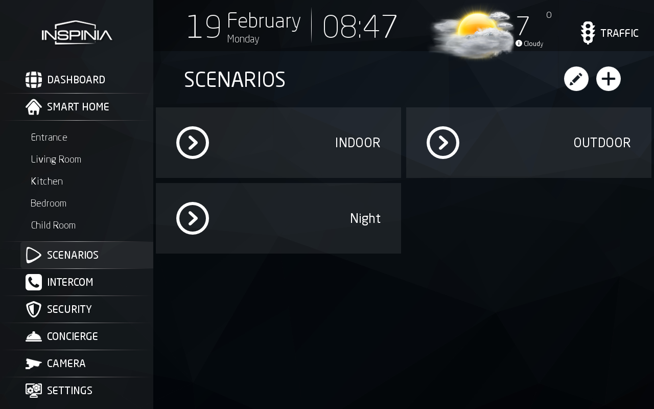 Scenarios Touch Panel: Ansicht Szenen