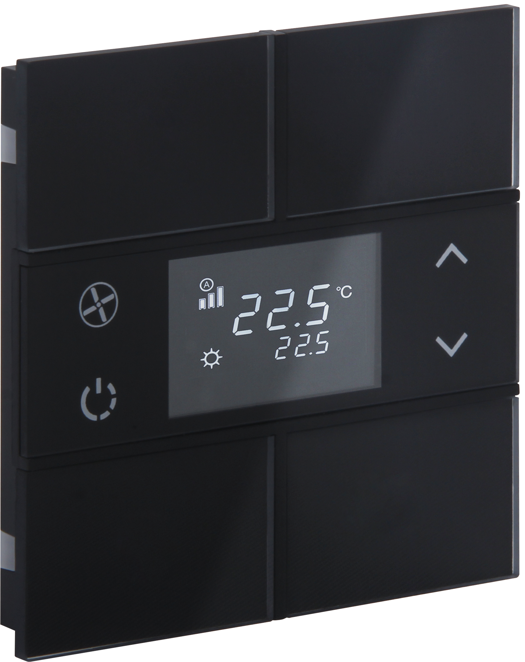 Rosa-Glass-Thermostat_MG_0809 ROSA KNX Glastaster mit Temperaturfühler und 4 Tasten in schwarz