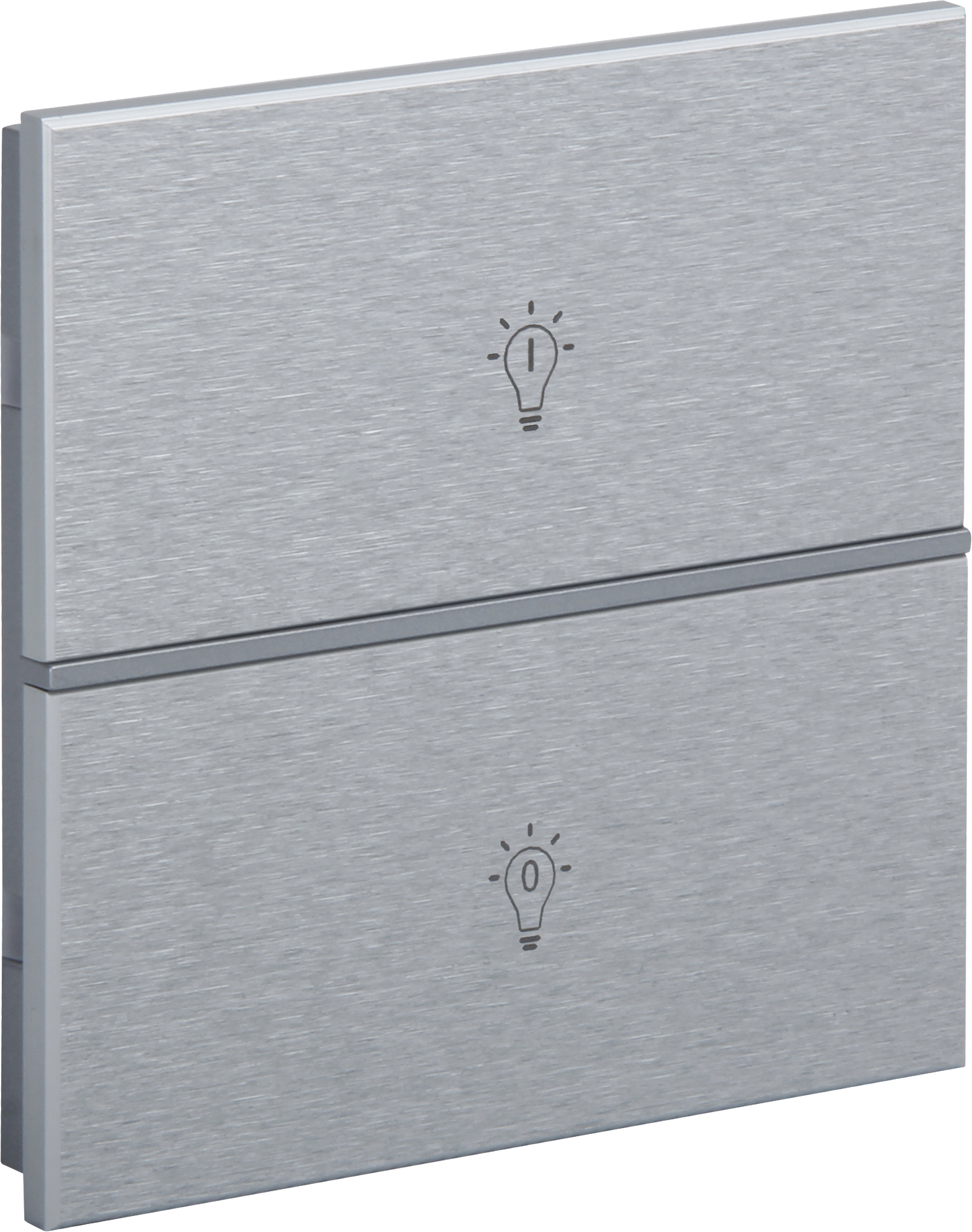Rosa-Switch-Natural_MG_0870-ikonlu ROSA KNX Metalltaster Aluminium Natur mit 2 Tasten und Gravur