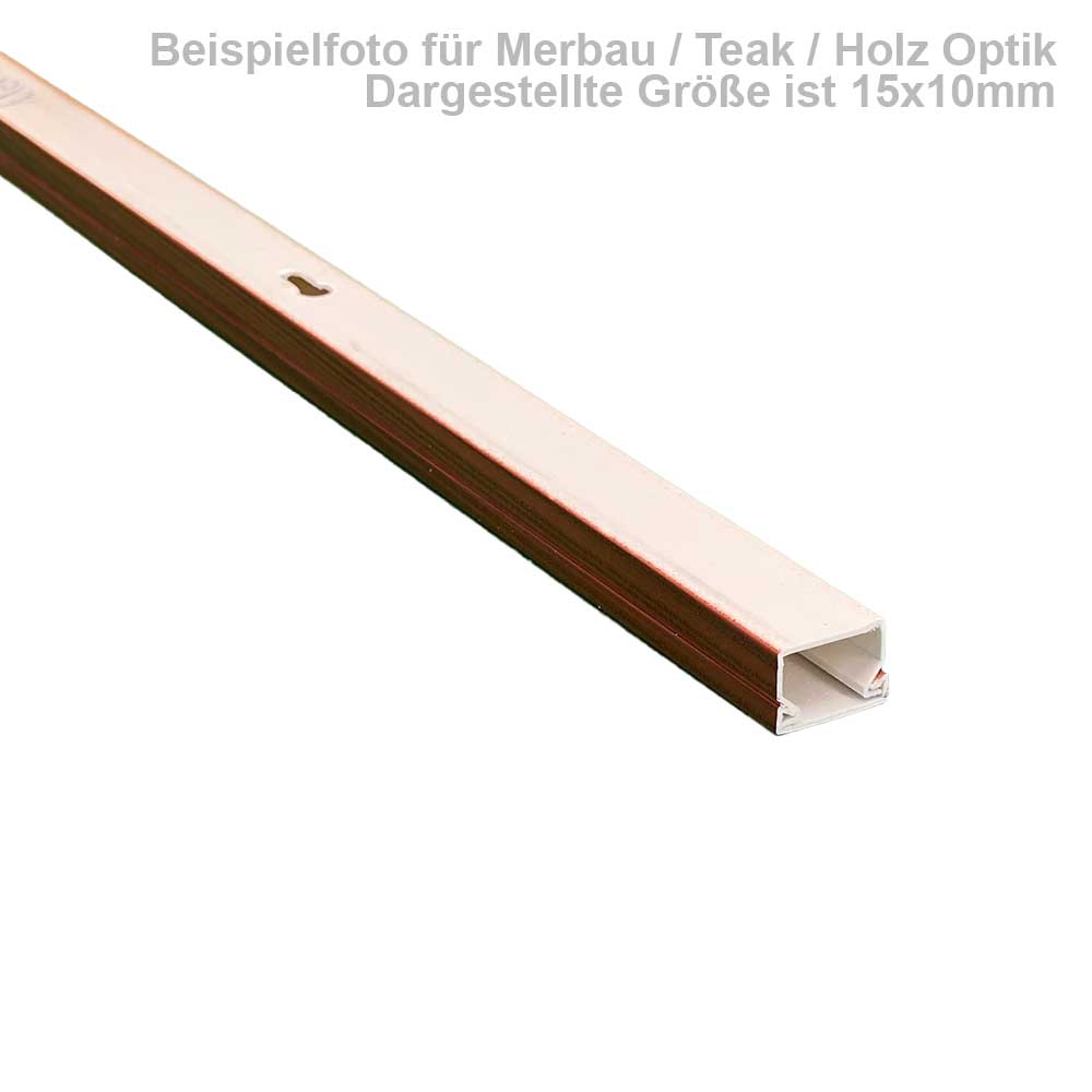 Kabelkanal 40x40 mm Merbau/Teak Holzoptik - Schrauben/Bohren (1m Stück)
