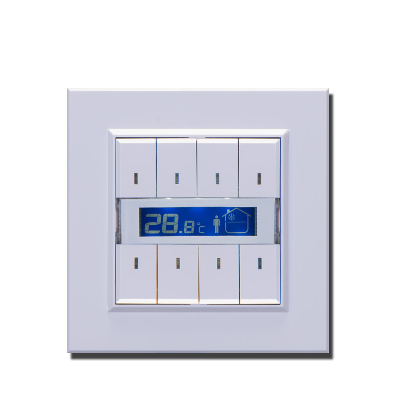 knx-thermostat-taster-mit-display-8-tasten Im Paket inklusive: MAKEL KNX Taster mit Thermostat und Busankoppler