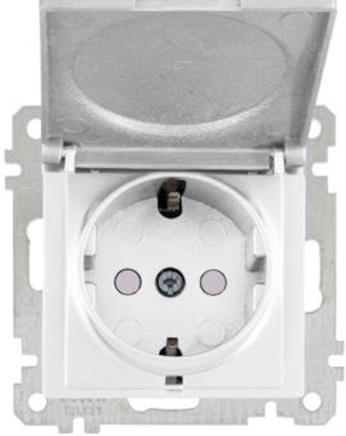 Unterputz-Steckdose 16A 230V mit Deckel & Kindersicherung – Weiß – Serie CANDELA