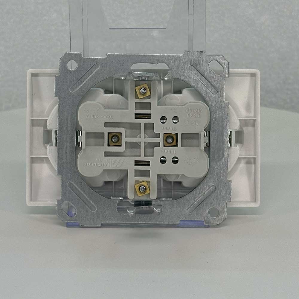 Unterputz-Doppelsteckdose 16A 230V – Weiß – 2-fach Schutzkontakt-Steckdose