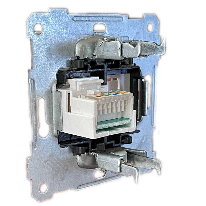 1-fach Netzwerkdose CAT5e – Eiche Holz Optik - CANDELA Serie - Unterputz mit RJ45 Modul