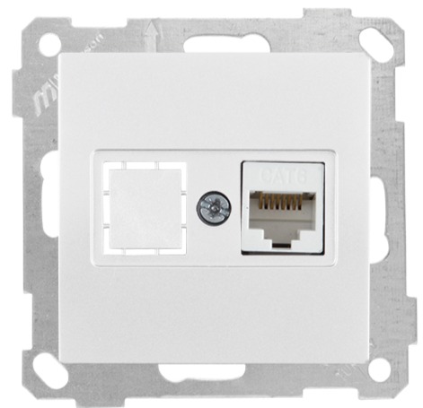 1-fach Netzwerkdose CAT6 Weiß CANDELA Schalterserie