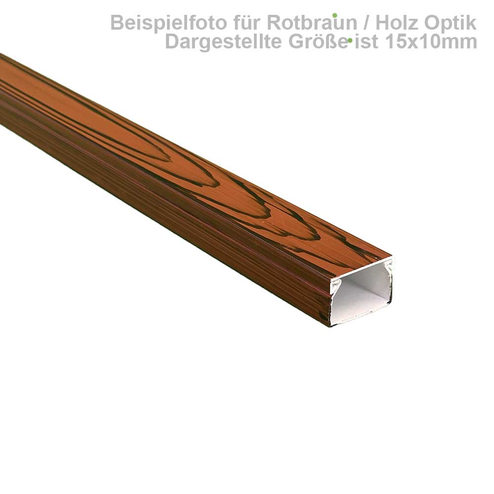 Kabelkanal 40x15 mm Rotbraun Holzoptik - Schrauben/Bohren (2x 1m Stück)