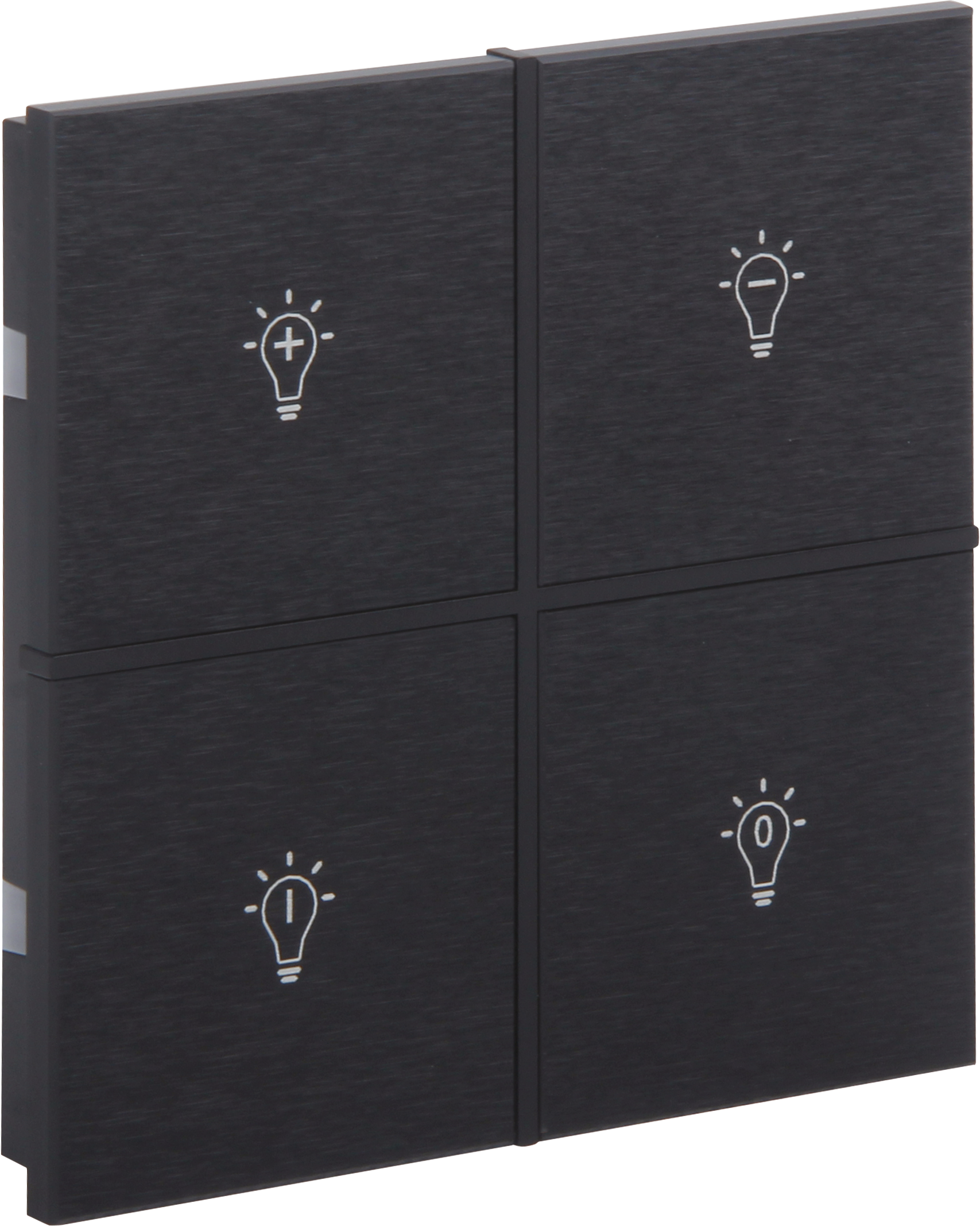 Rosa-Switch-Black_MG_0855 ROSA KNX Metalltaster in Anthrazit mit 4 Tasten und Gravur