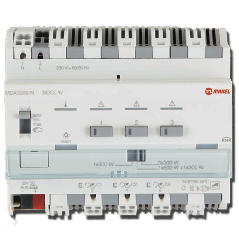 knx-dimmer-3-kanal-300w59fae1046d9a6 Im Paket inklusive: MAKEL KNX Dimmer mit 3 Ausgängen a 300W