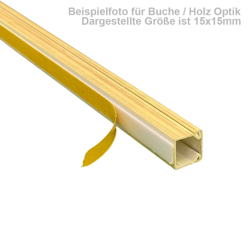 Kabelkanal Buche Holzoptik 40x40 mm – Selbstklebend, 2x1m – Kunststoff für starke Kabel