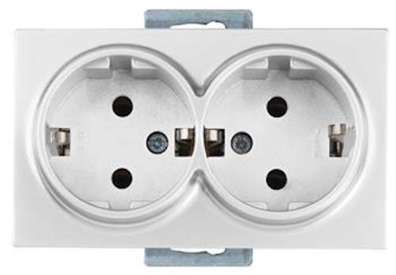 Unterputz-Doppelsteckdose 16A 230V – Weiß – 2-fach Schutzkontakt-Steckdose