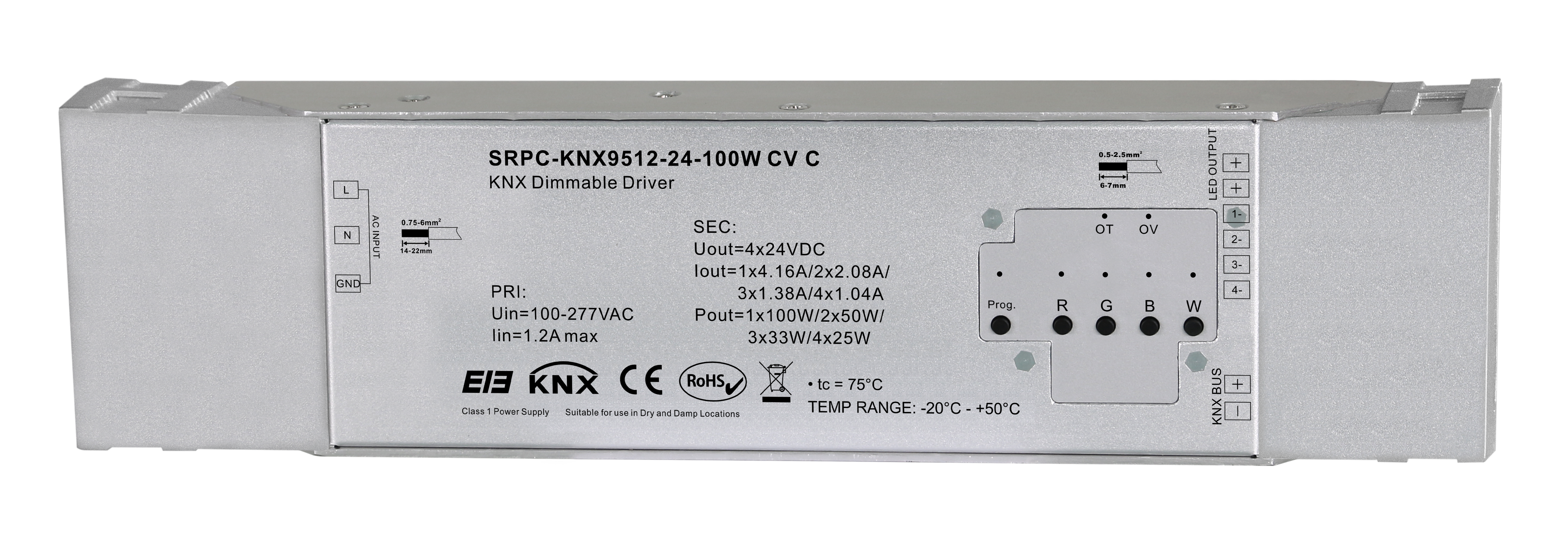 SRPC-KNX9512-24-100W-CV-C 24v knx rgbw led dimmer mit integriertem 100w netzteil