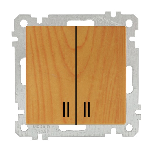 2-fach Kontrollschalter Eiche Holz Optik – Unterputz - CANDELA Serie