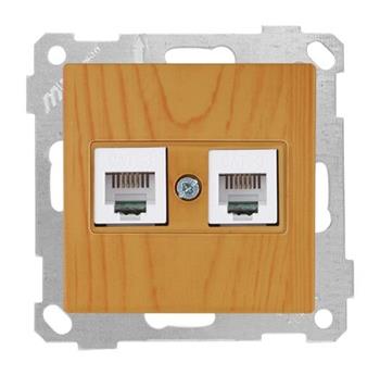 Telefondose 2-fach in Eiche Holzoptik – Design-Modul der CANDELA Serie