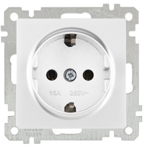 Standard-Schutzkontakt-Steckdose Weiß – Schraubklemmen, 230 V - CANDELA Serie