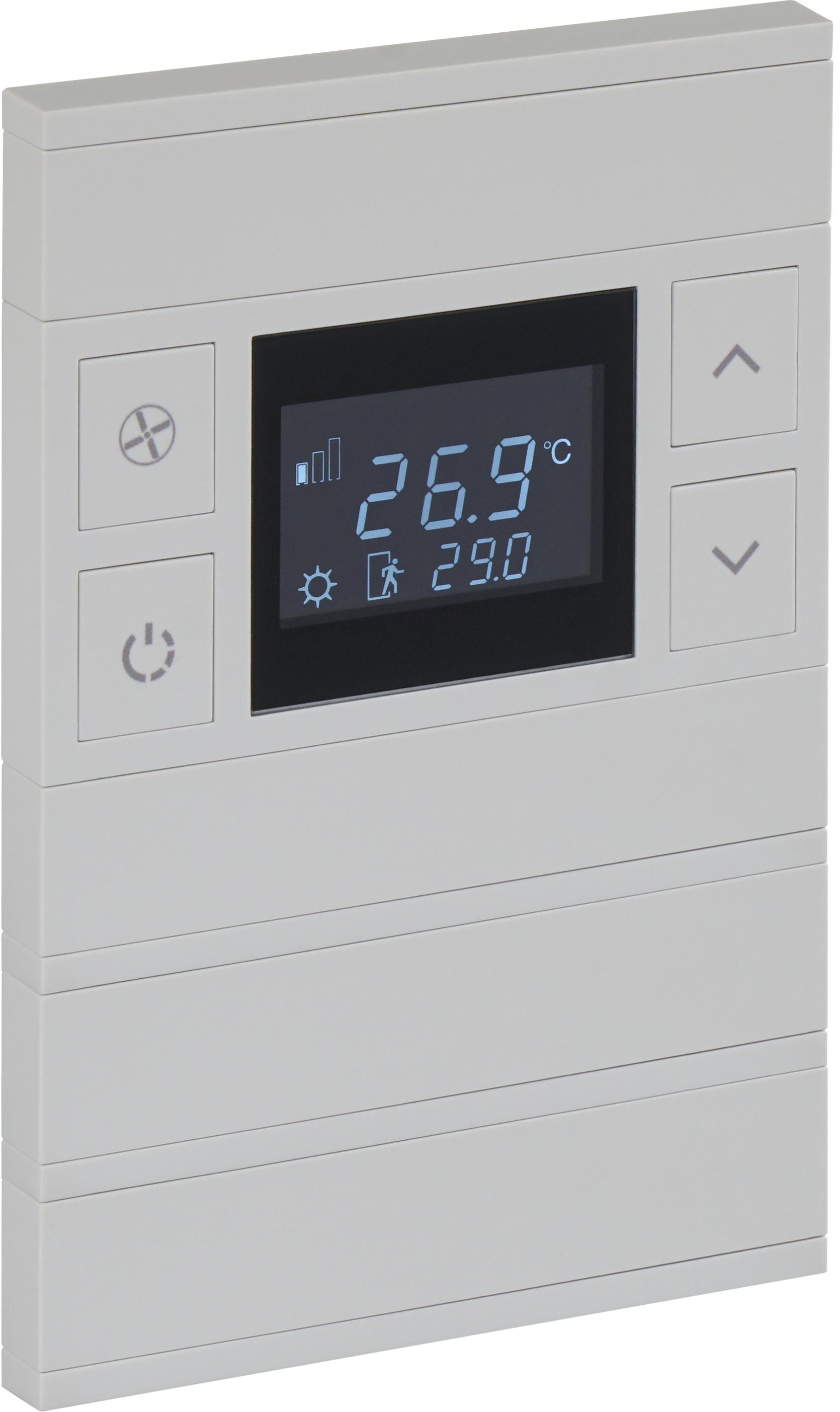 4-Fold-Temostat-BRK04465-ns ORIA KNX Temperatursensor Taster hellgrau · 8 Zusatztasten